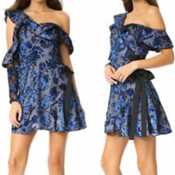 Self-Portrait Dresses & Skirts - Self Portrait Blue Ruffle Fit n Flare Party Dress